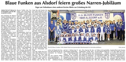 Blaue Funken aus Alsdorf feiern groes Narren-Jubilum